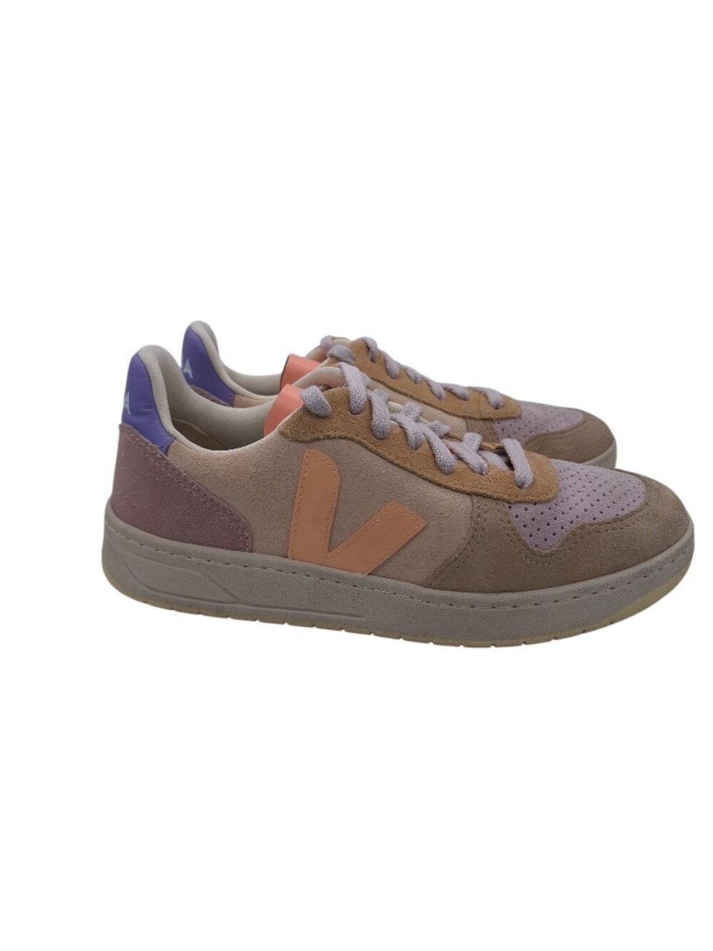 Veja Pastel V-10 Peach, Beige, Lavender Suede Low Top Sneakers SZ 7